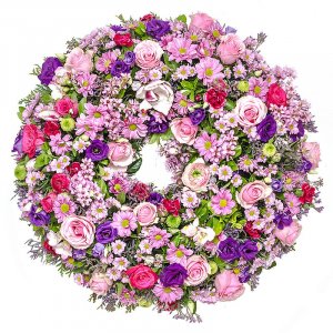 Purple funeral wreath