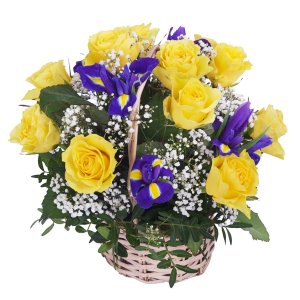 Roses & irises Basket