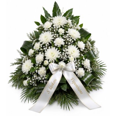Trauergesteckte Chrysanthemen
